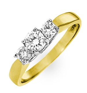 Ariella 18K Gold 3 Stone Diamond Ring 1.00CT H/SI