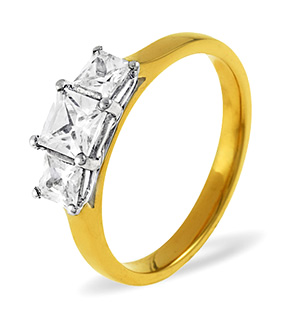 Lauren 18K Gold 3 Stone Diamond Ring 1.00CT H/SI