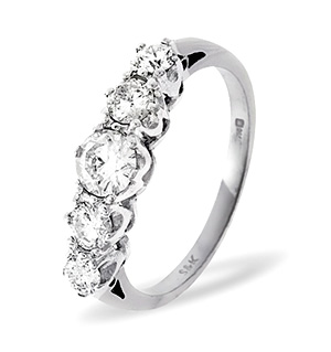 Grace 18K White Gold 5 Stone Diamond Eternity Ring 0.33CT G/VS