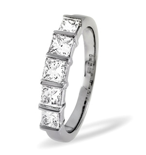 Lauren 18K White Gold 5 Stone Diamond Eternity Ring 1.00CT H/SI
