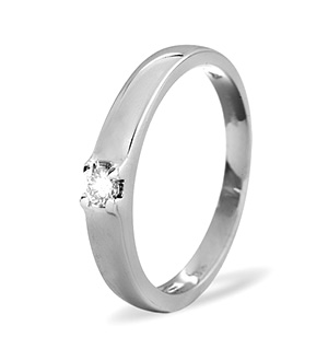 Solitaire Ring 0.11CT Diamond 9K White Gold