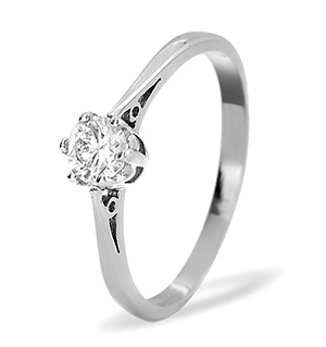 Solitaire Ring 0.35CT Diamond 9K White Gold