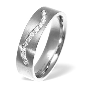 Leah Swirl 18K White Gold Diamond Wedding Ring 0.20CT G/VS