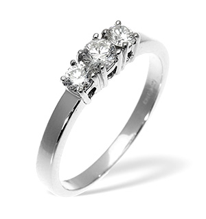 Ellie 18K White Gold 3 Stone Diamond Ring 1.00CT G/VS