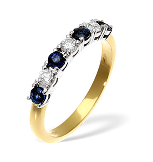 18K Gold Diamond Blue Sapphire Ring 0.30ct