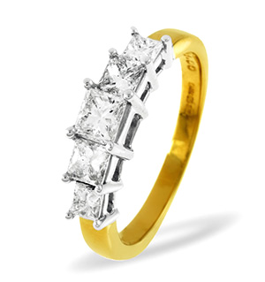 Lucy 18K Gold 5 Stone Princess Diamond Eternity Ring 0.75CT H/SI