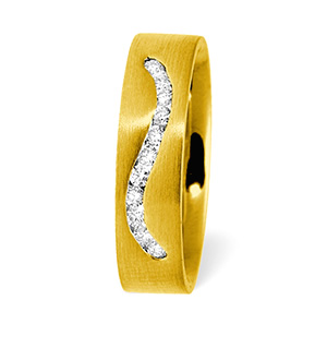 Leah Swirl 18K Gold Diamond Wedding Ring 0.20CT H/SI