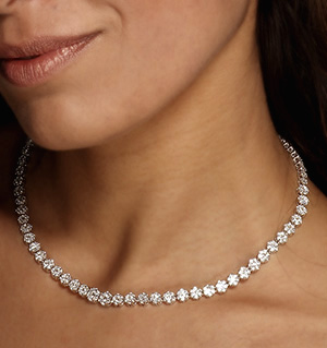 18KW DIAMOND CLUSTER NECKLACE 3.00CT H/SI