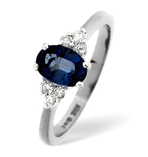 18K White Gold Diamond Sapphire Ring 0.12ct