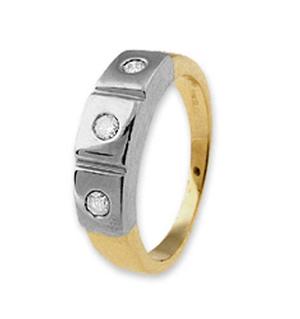 18K Gold 3 Stone Ladies Diamond Ring 0.15ct