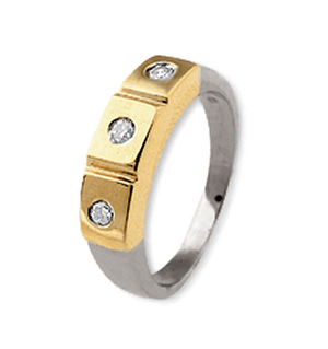 18K Gold 3 Stone Ladies Diamond Ring 0.15ct