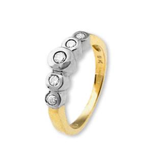18K Gold 5 Stone Ladies Diamond Ring 0.20ct