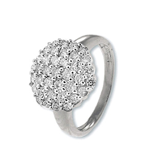 9K White Gold Diamond Cluster Ladies Ring (0.80ct)