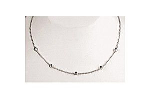 9K White Gold Diamond Rubover Necklace