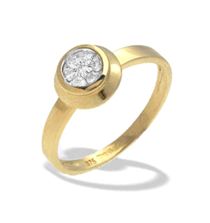 9K Gold Diamond Rubover Ring (0.15ct)