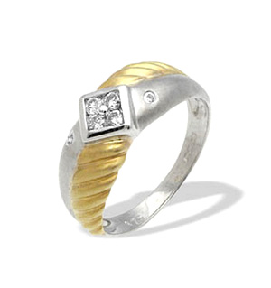 9K Two Tone Diamond Design Ring