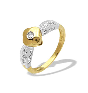 9K Two Tone Diamond Design Ring (0.10ct)