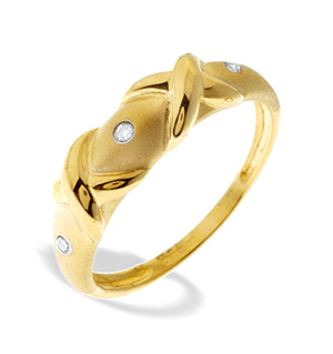 9K Gold Diamond Twist Detail Ring (0.03ct)