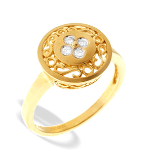 9K Gold Intricate Diamond Ring (0.07ct)