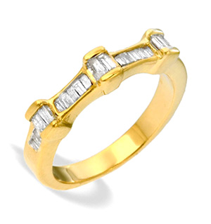 9K Gold Diamond Baguette Ring (0.33ct)