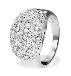 18K White Gold Pave Diamond Ladies Ring (1.60ct)
