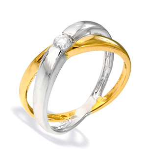 9K Two Tone Diamond Set Ring