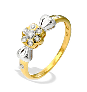 9K Gold Diamond Ribbon Detail Ring (0.10ct)