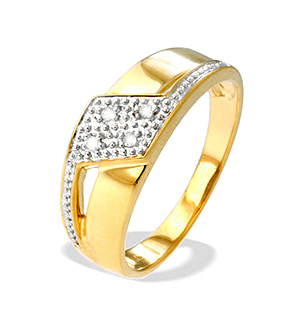 9K Gold Diamond Design Ring(0.04ct)