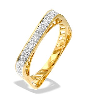 9K Gold Diamond Square Ring