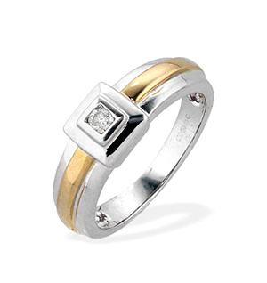 9K 2-Tone Single Stone Diamond Ring (0.07ct)
