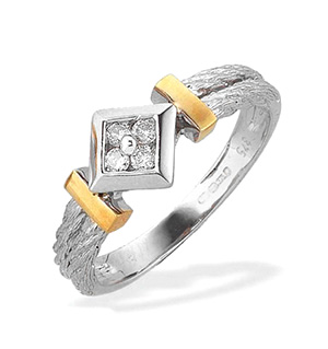 9K White Gold Diamond Rope Design Ring