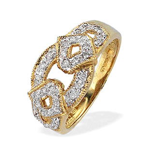 9K Gold Diamond Detail Ring (0.20ct)