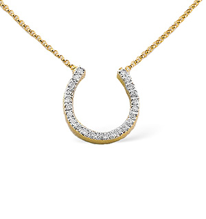 9K Gold Diamond Horseshoe Necklace 0.25CT