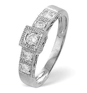 9K White Gold Diamond Detail Ring 0.31CT