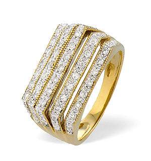 9K Gold Diamond Five Row Box Style Ring