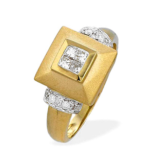 9K Gold Princess Cut Square Diamond Ring