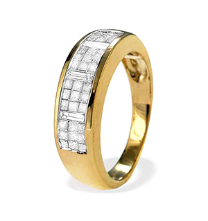 9K Gold Princess and Baguette Diamond Eternity Ring