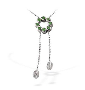 9K White Gold Diamond Emerald Flower Necklace (0.16 E0.34ct)