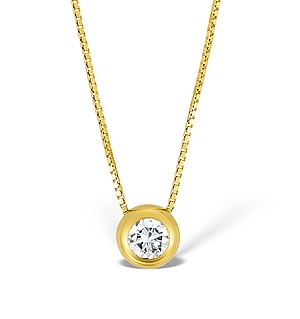 9K Gold Diamond Single Stone Rubover Necklace