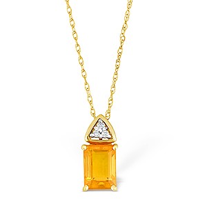 9K Gold Diamond and Fire Opad Drop Necklace