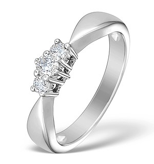 9K White Gold Diamond 3 Stone Ring - E3921