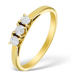 9K Gold Diamond 3 Stone Ring - E3975