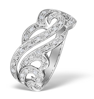 9K White Gold Diamond Intricate Design Ring - E4500