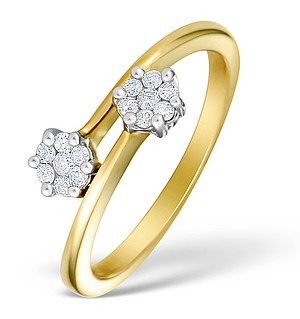 9K Gold Diamond Cluster Twist Ring - E4970