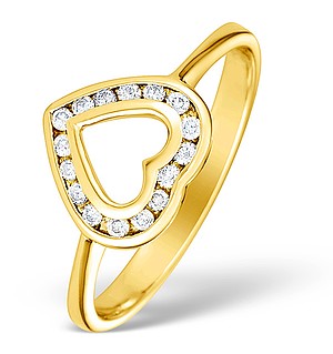 9K Gold Diamond Heart Ring - E4905