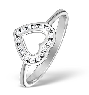 9K White Gold Diamond Heart Ring - E4906
