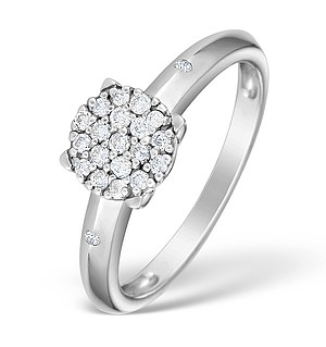 9K White Gold Diamond Cluster Ring - E4057