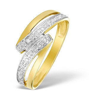 9K Gold Diamond Crossover Ring - E4074