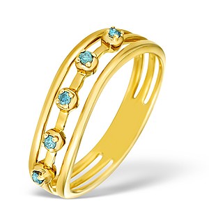9K Gold Blue Diamond Design Ring - E4187