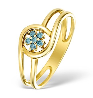 9K Gold Blue Diamond Design Ring - E4188